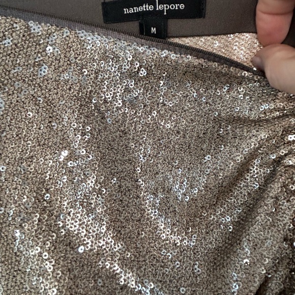 Nanette Lepore Gold Sequin Asymmetrical Skirt - Picture 3 of 4